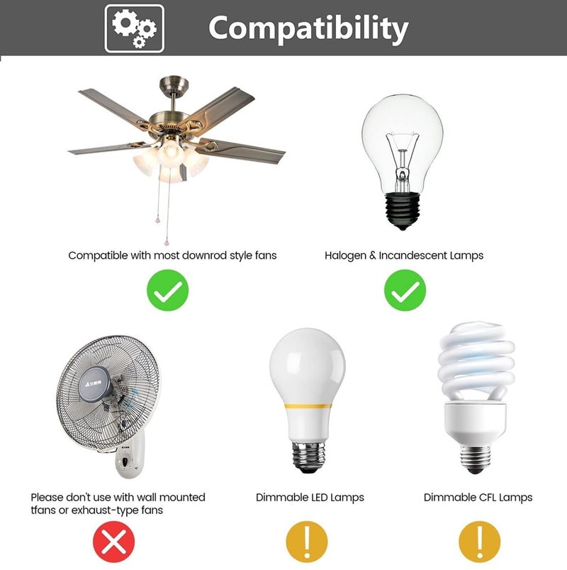 53T Universal Ceiling Fan Wall Remote Control, Smaller Size Receiver Kit 4DIP Switch 3 Speed Light Dimmer,Compatible with Hampton Bay, Harbor Breeze, Hunter (Wall Remote & Mini Receiver) - Image 5